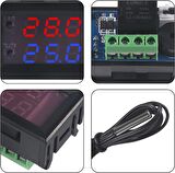 W1209WK Dijital LED Sıcaklık Kontrolcü Modülü + 12VDC Su Geçirmez NTC Sensör 
