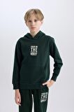 DeFacto Erkek Çocuk Cepli Yazı Baskılı Kapüşonlu Kalın Okul Sweatshirt C7567A824WNGN1214