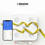 Xenon Smart Akıllı Tartı, Yeni Nesil Dijital Mobil Uygulama Denetimli, Yağ, Kemik, Kas Kütlesi Ölçen, Vücut Veri Analizi için  Bluetooth Baskül, Beyaz (180 kg kapasite) X8701_M1