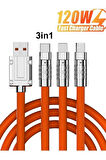120w 3 In 1 Süper Hızlı Şarj Kablosu Samsung Xiaomi Huawei Iphone Uyumlu 6a