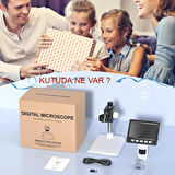 Dijital Mikroskop 1000X 1080P LCD Ekran USB HD Mikroskop 50X-1000X Büyütme LED Işıklı Kamera Şarjlı