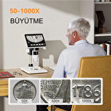 Dijital Mikroskop 1000X 1080P LCD Ekran USB HD Mikroskop 50X-1000X Büyütme LED Işıklı Kamera Şarjlı