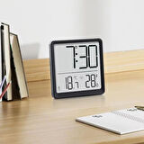 Mıknatıslı LCD Dijital Ekran Saat  Alarm Sıcaklık  Nem Göstergeli Pilli Şık Modern Tasarım