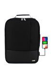 17.3'' Usb Çıkışlı Siyah Laptop Sırt Ve Omuz Çantası Suya Dayanıklı Yüzey Mat Ergonomik Omuz Askılı