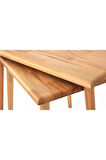 Fawdecor Dikdörtgen Masif Doğal Tekli, 2'li, 3'lü Zigon Sehpa Set, Modern Masif Yan Sehpa 2'li