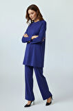 KADIN TUNİK ÖNÜ DİKİŞLİ ALTI BANTLI PANTOLONUN BELİ LASTİKLİ ÖNÜ DİKİŞLİ İKİLİ TAKIM