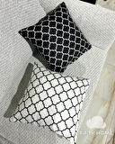 1 adet kırlent kılıfı dijital baskı 43x43 cm siyah beyaz