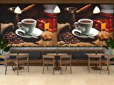 Kahve Temalı Cafe Duvar Kağıdı Baskı