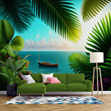 Botanik Bahçe ve Deniz Manzaralı Duvar Kağıdı