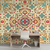 Renkli Çini Motifli Duvar Kağıdı