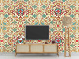 Renkli Çini Motifli Duvar Kağıdı