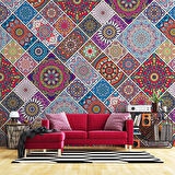 Rengarenk Çini Mandala Desenli Duvar Kağıdı