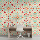 Turuncu Osmanlı Motifli Duvar Kağıdı