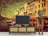Nostalji İtalya Venedik Manzaralı Duvar Kağıdı