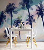 Lacivert Hindistan Cevizi Boyama Desenli Duvar Kağıdı