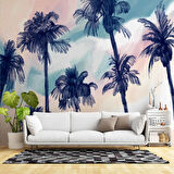 Lacivert Hindistan Cevizi Boyama Desenli Duvar Kağıdı