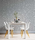 3 Boyutlu Gri Çiçek Desenli Duvar Kağıdı