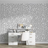 3 Boyutlu Gri Çiçek Desenli Duvar Kağıdı