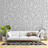 3 Boyutlu Gri Çiçek Desenli Duvar Kağıdı