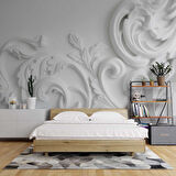 3 Boyutlu Alçı Çiçek Desenli Duvar Kağıdı