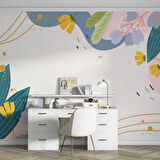 Renkli Yapay Çiçek Desenli Duvar Kağıdı