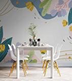 Renkli Yapay Çiçek Desenli Duvar Kağıdı