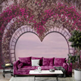 Kalp Şeklinde Çiçek Manzaralı Duvar Kağıdı