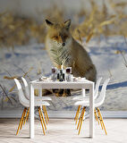 Kar Üzerinde Tilki Manzaralı Duvar Kağıdı