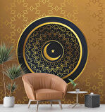 İslami Motifli Mescit Altın Duvar Kağıdı