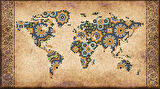 Mozaik Desenli Dünya Haritası Okul Duvar Kağıdı