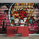 Grafitti Kalp Not Temalı Duvar Kağıdı