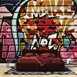 Grafitti Kalp Not Temalı Duvar Kağıdı