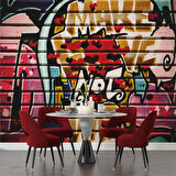 Grafitti Kalp Not Temalı Duvar Kağıdı