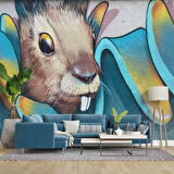 Grafitti Tavşan Temalı Duvar Kağıdı