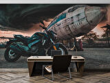 Motorsiklet Uçak Temalı Duvar Kağıdı