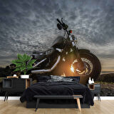 Motorsiklet Bulut Manzaralı Duvar Kağıdı