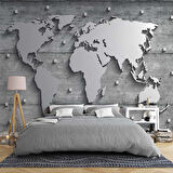 Metalik Dünya Haritası Duvar Kağıdı