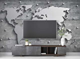 Metalik Dünya Haritası Duvar Kağıdı