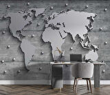 Metalik Dünya Haritası Duvar Kağıdı