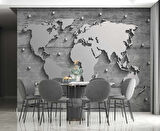 Metalik Dünya Haritası Duvar Kağıdı