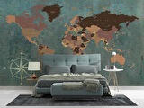 Vintage Dünya Haritası Duvar Kağıdı