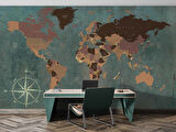 Vintage Dünya Haritası Duvar Kağıdı