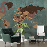 Vintage Dünya Haritası Duvar Kağıdı