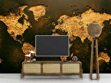Ahşap Dünya Haritası Duvar Kağıdı