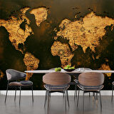 Ahşap Dünya Haritası Duvar Kağıdı