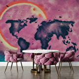 Grafitti Dünya Haritası Duvar Kağıdı