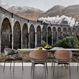 Köprü ve Lokomotif Manzaralı Duvar Kağıdı