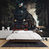 Orman ve Lokomotif Manzaralı Duvar Kağıdı