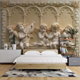 3 Boyutlu Kabartma Rofye Melek Heykel Duvar Kağıdı