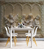 3 Boyutlu Kabartma Rofye Melek Heykel Duvar Kağıdı